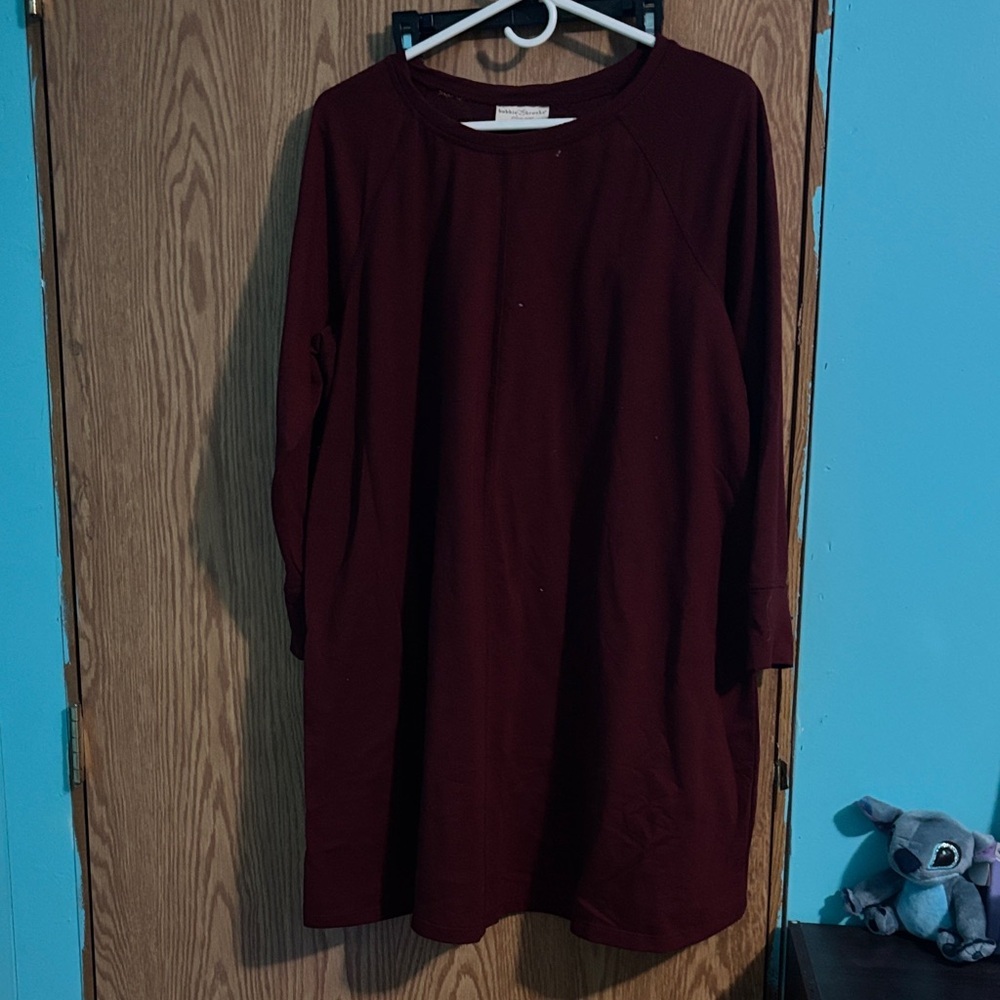 Bobbie Brooks Burgundy Long Sleeve Dress